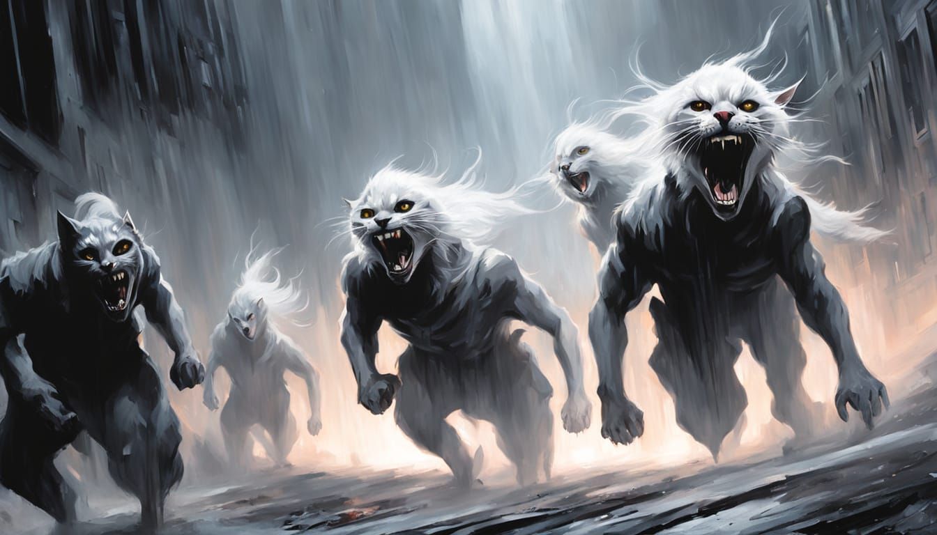 Dark Surrealism: Police Emerge from Cat's Mouth