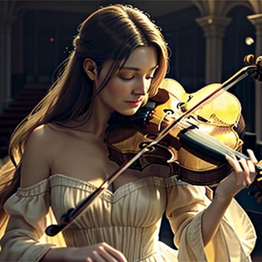 Beautiful woman playing a violin