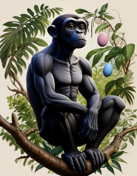 Easter Bonobo in Vibrant Digital Art
