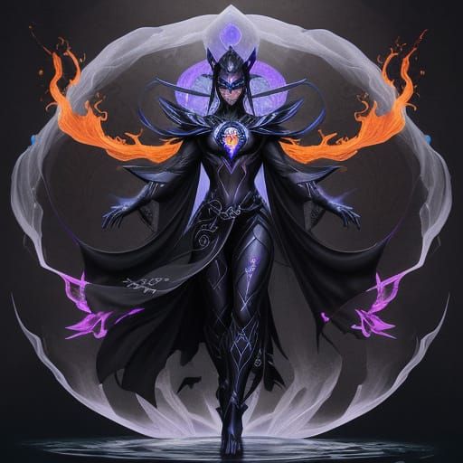 Cyberpunk Lotus Elemental in Neon Black