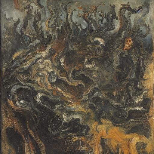 Ethereal Beast Formed from Smoke: Expressionist Style