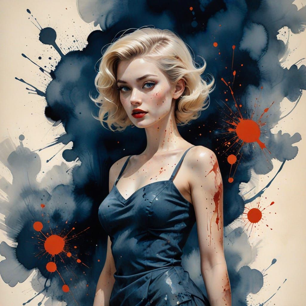 1950s Pin-Up in Surrealist Watercolor Style