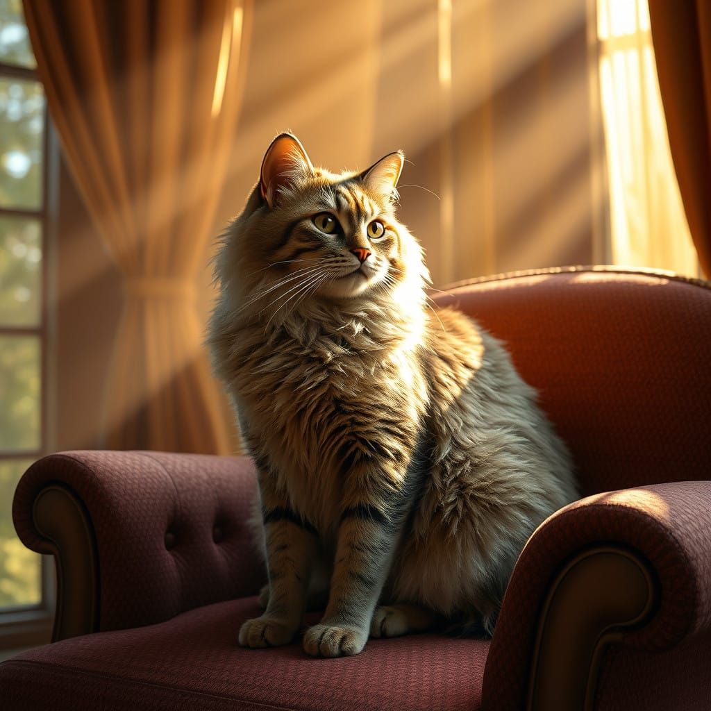 Regal Feline in Luxurious Armchair