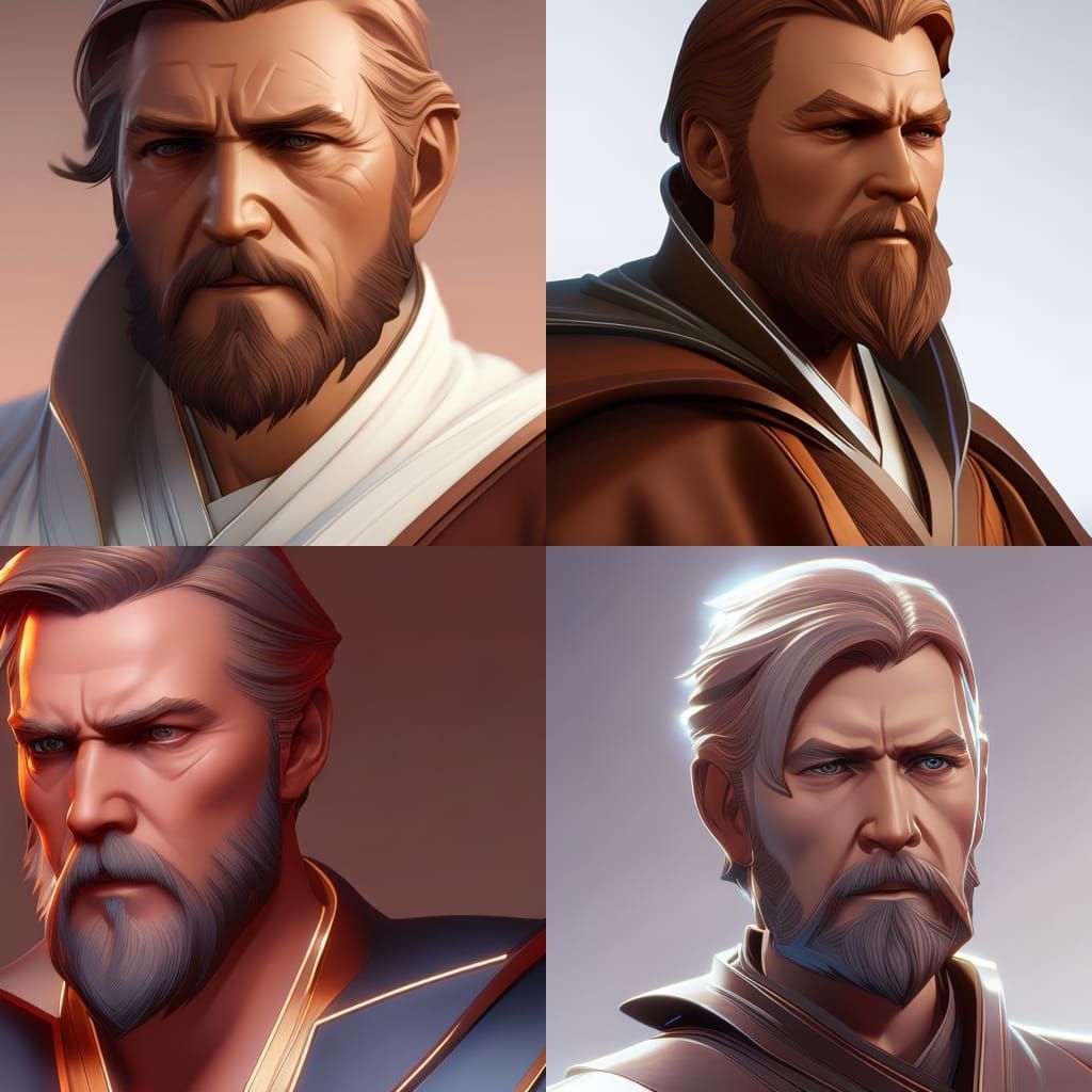 Obi-Wan Kenobi Portrait in Hyperdetailed Digital Art Style