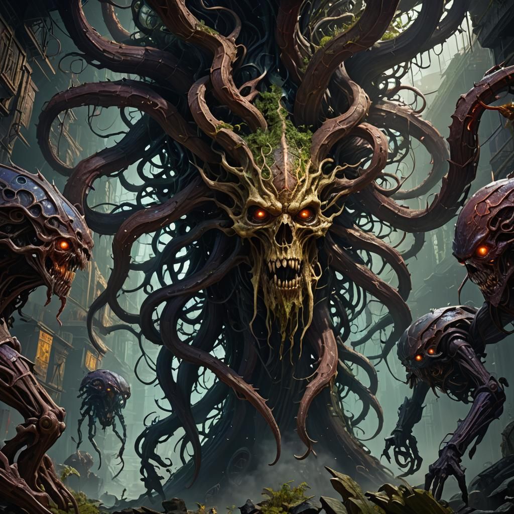 Eldritch Post-Human Horror in Digital Oil Painting