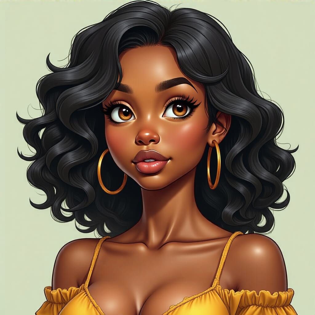 Incredibly Detailed Cartoon African American Woman