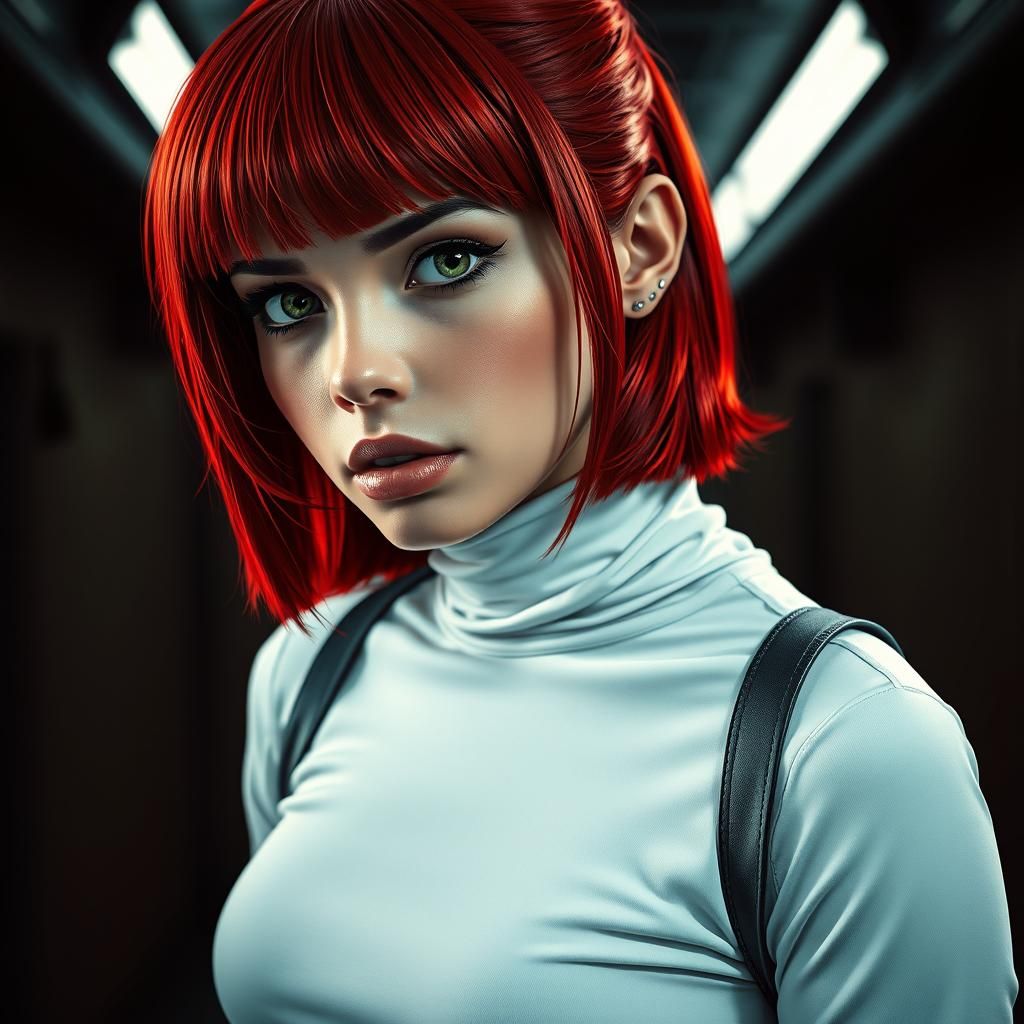 Red Haired Woman in Cinematic Comic Style