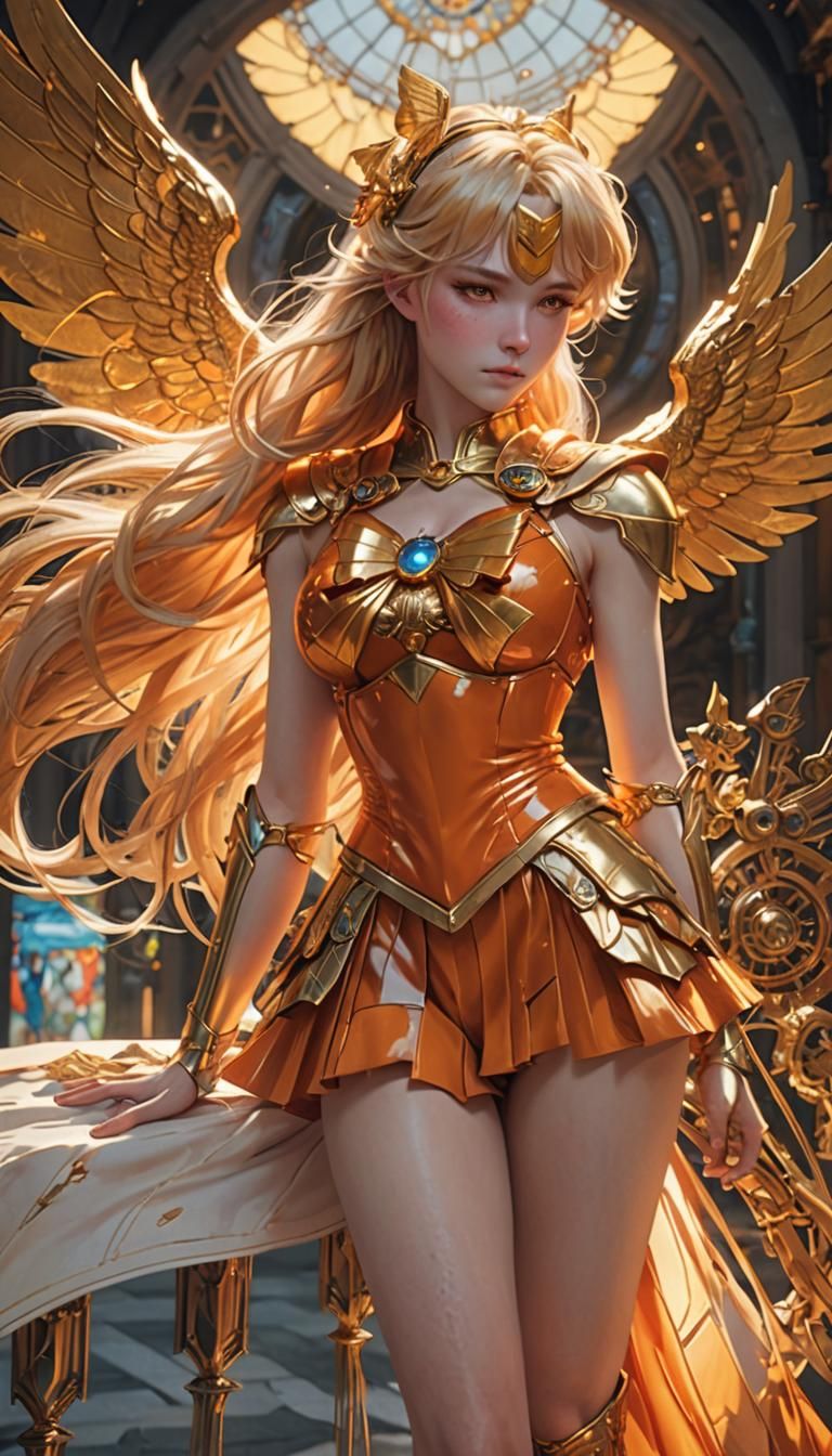 Sailor Venus in Orange Armor and Golden Wings