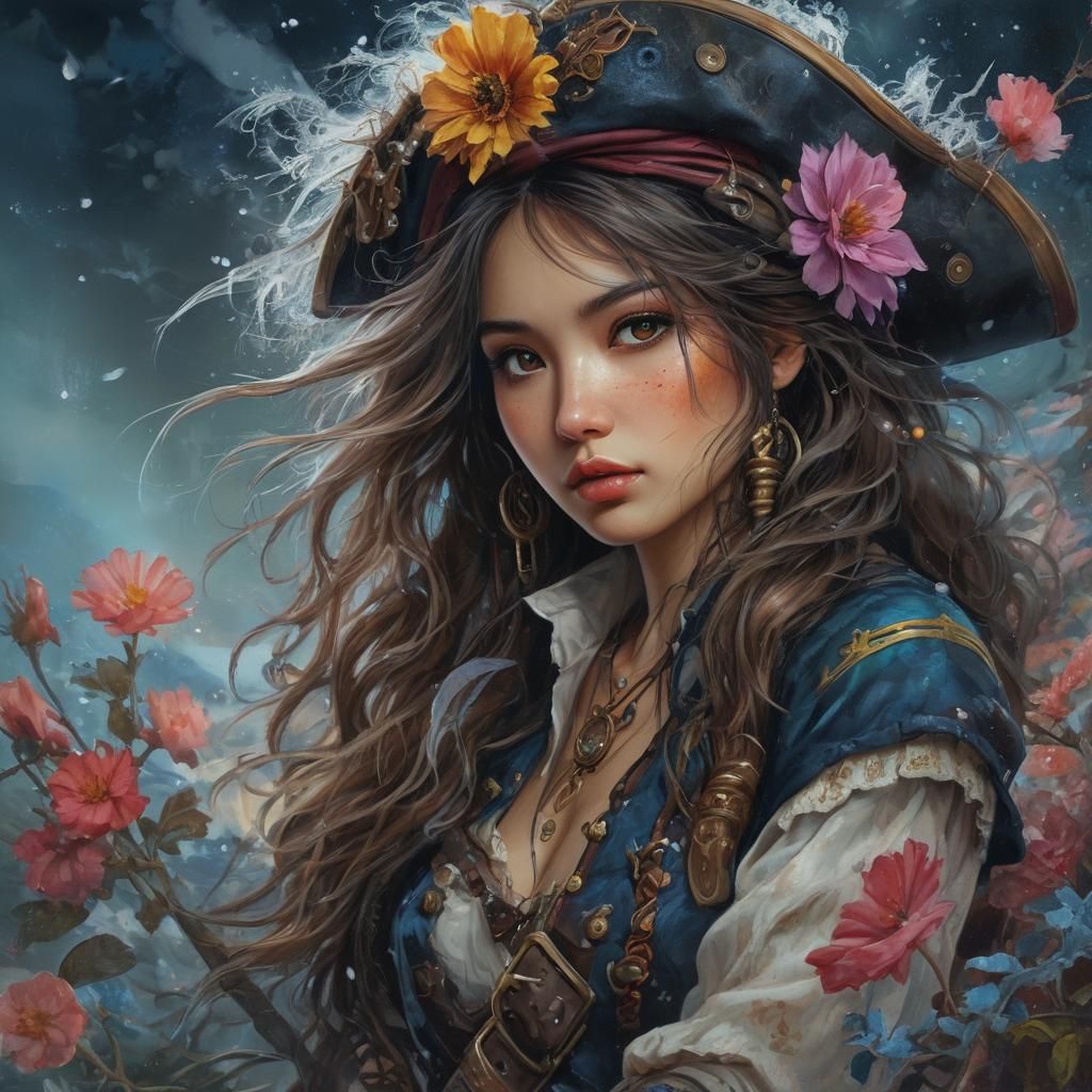 Asian Pirate in Bohemian Steampunk Style