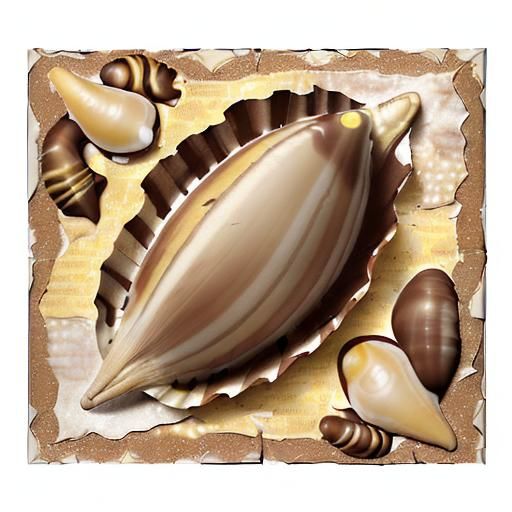 Cowrie Shell Decoupage Picture in Two Dimensions