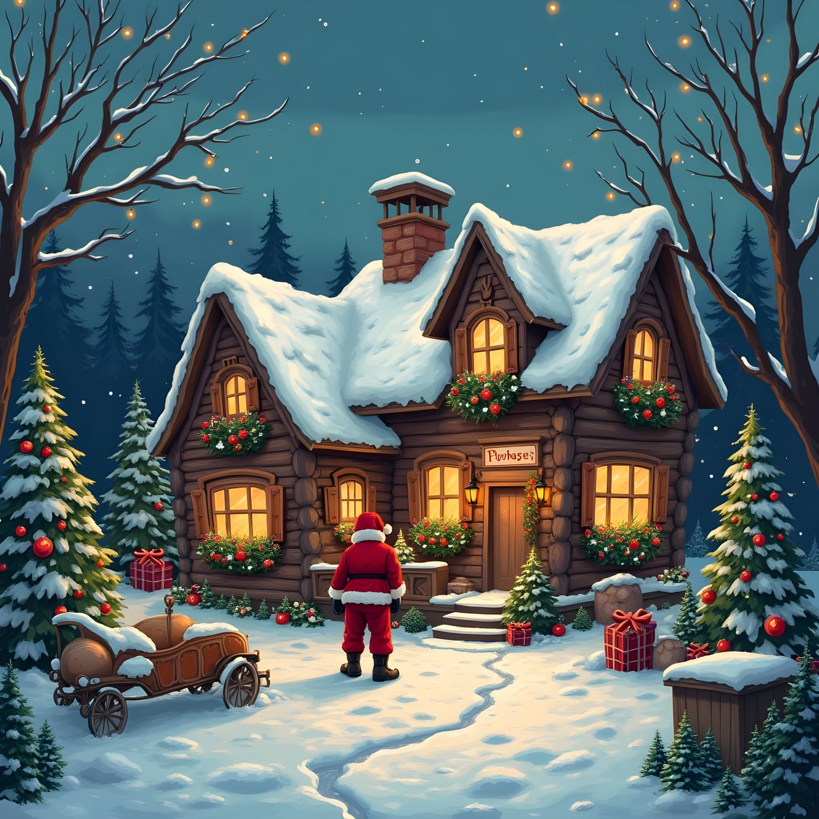 Charming Winter Wonderland Village Scene