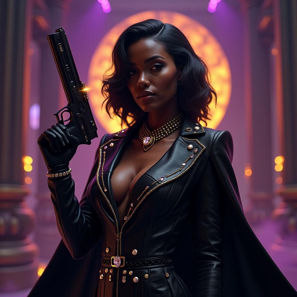 Black Woman Warrior in Art Deco Gemstone Suit