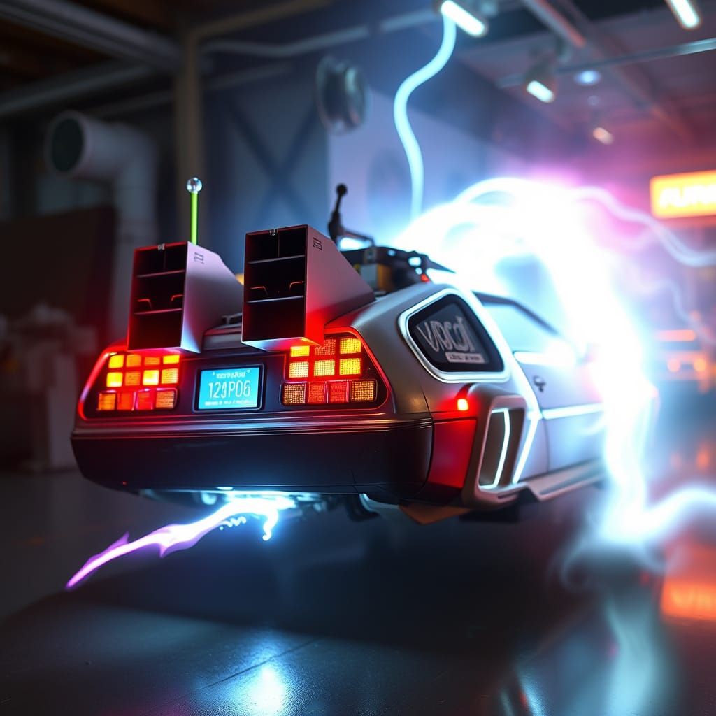 Time Traveling Energy Converter in Retro Futuristic Style