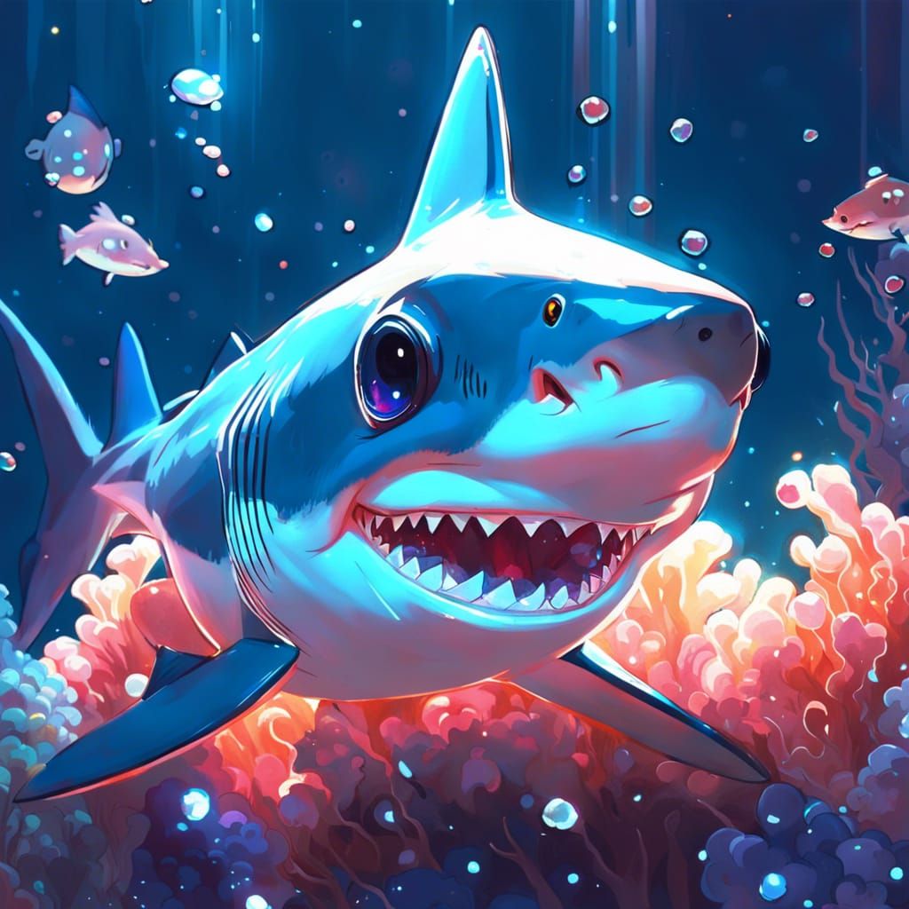 Adorable Crystal Shark with Sparkling Corals