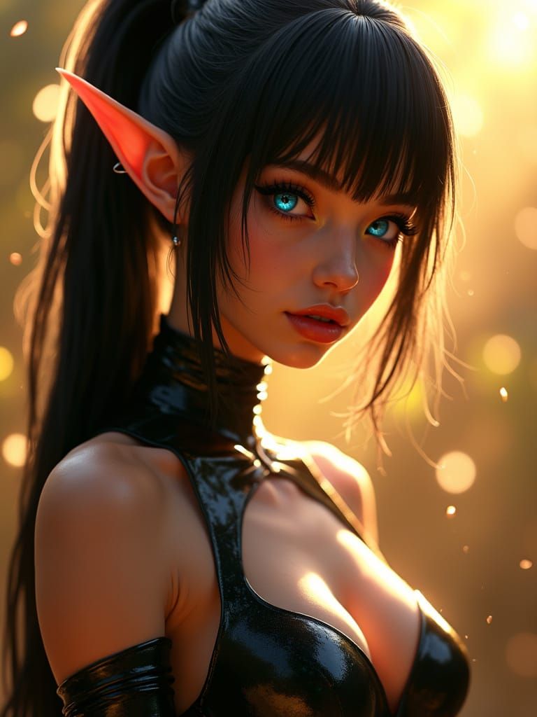 Ethereal Latex Goddess in Warm Sunlight