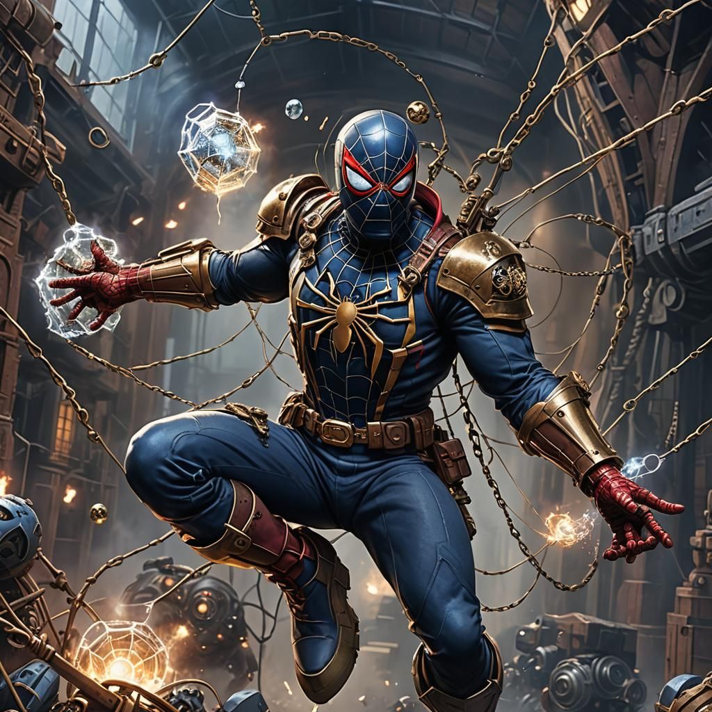 Spider-Man in Warhammer Suit Inside Alien Base