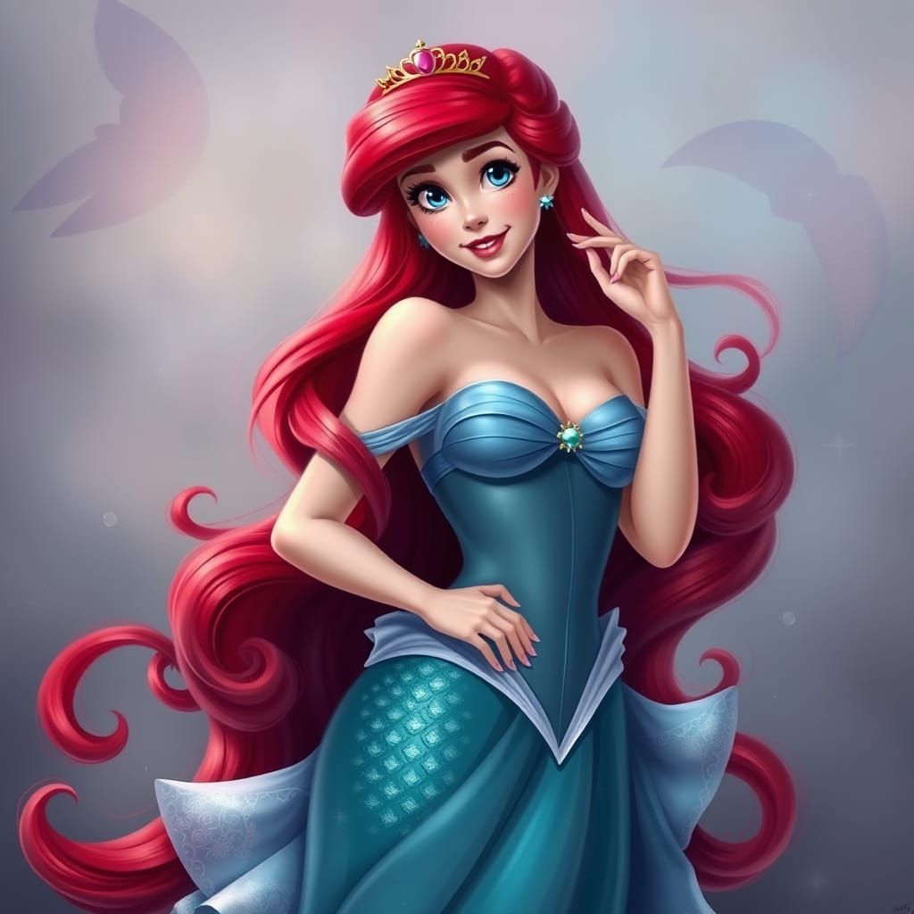 Sultry Disney Princess Pin-up in Hyperrealistic Art Style