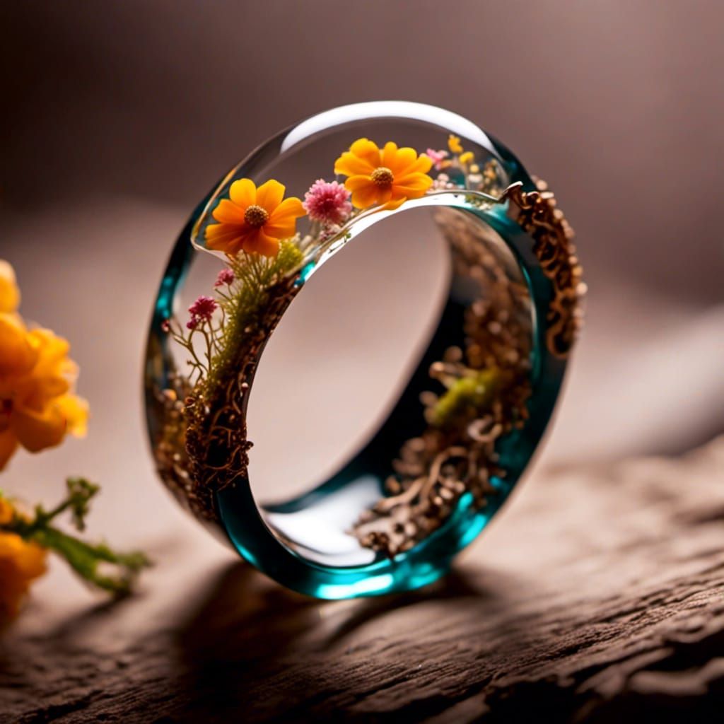 <lora:LordoftheRings:1.0> glass ring with flowers inside
