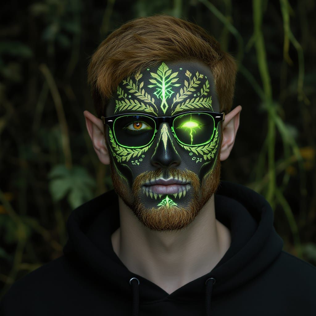 Elven Man with Sugar Skull Face Paint