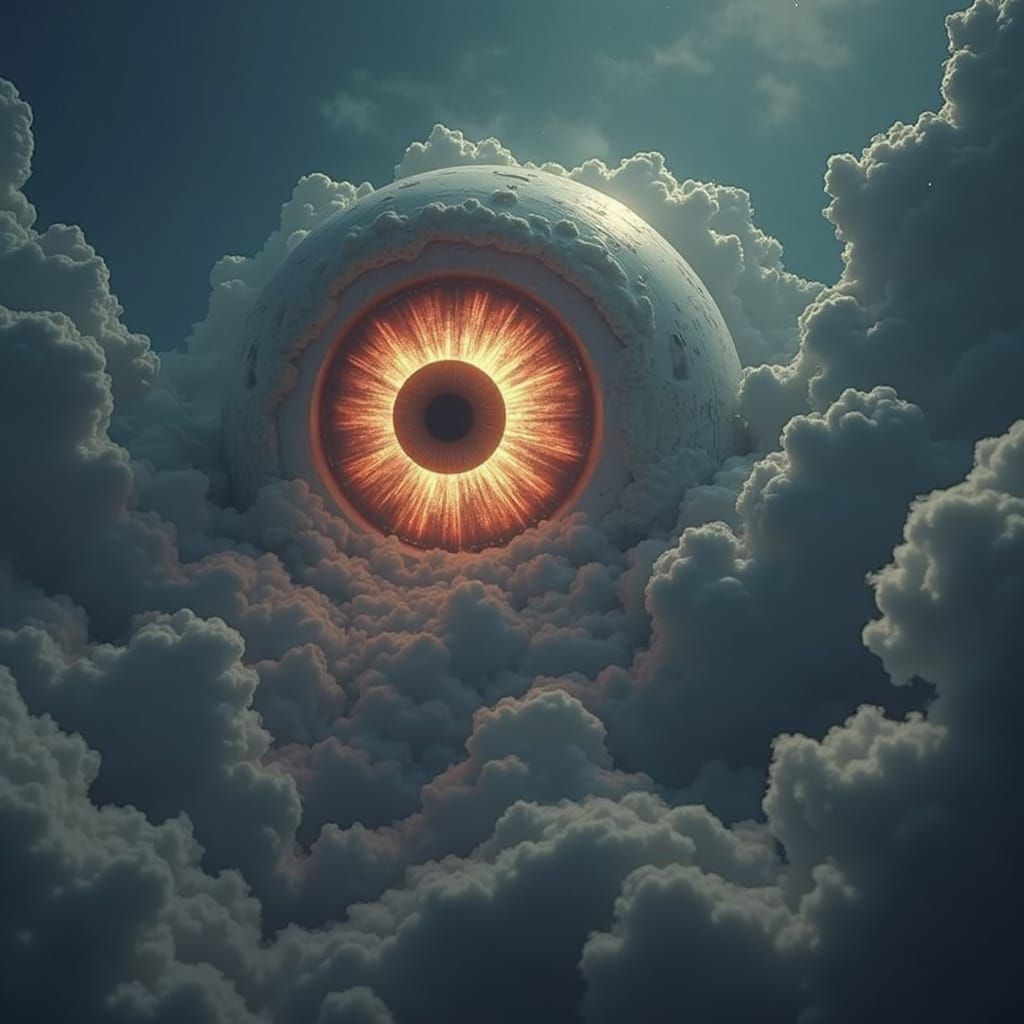 Giant Eye in Vapourwave Skies, Anime Style