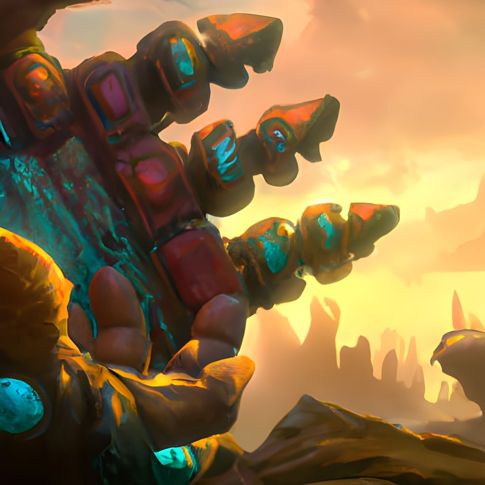 Fantastical God's Hand in Detailed Digital Painting