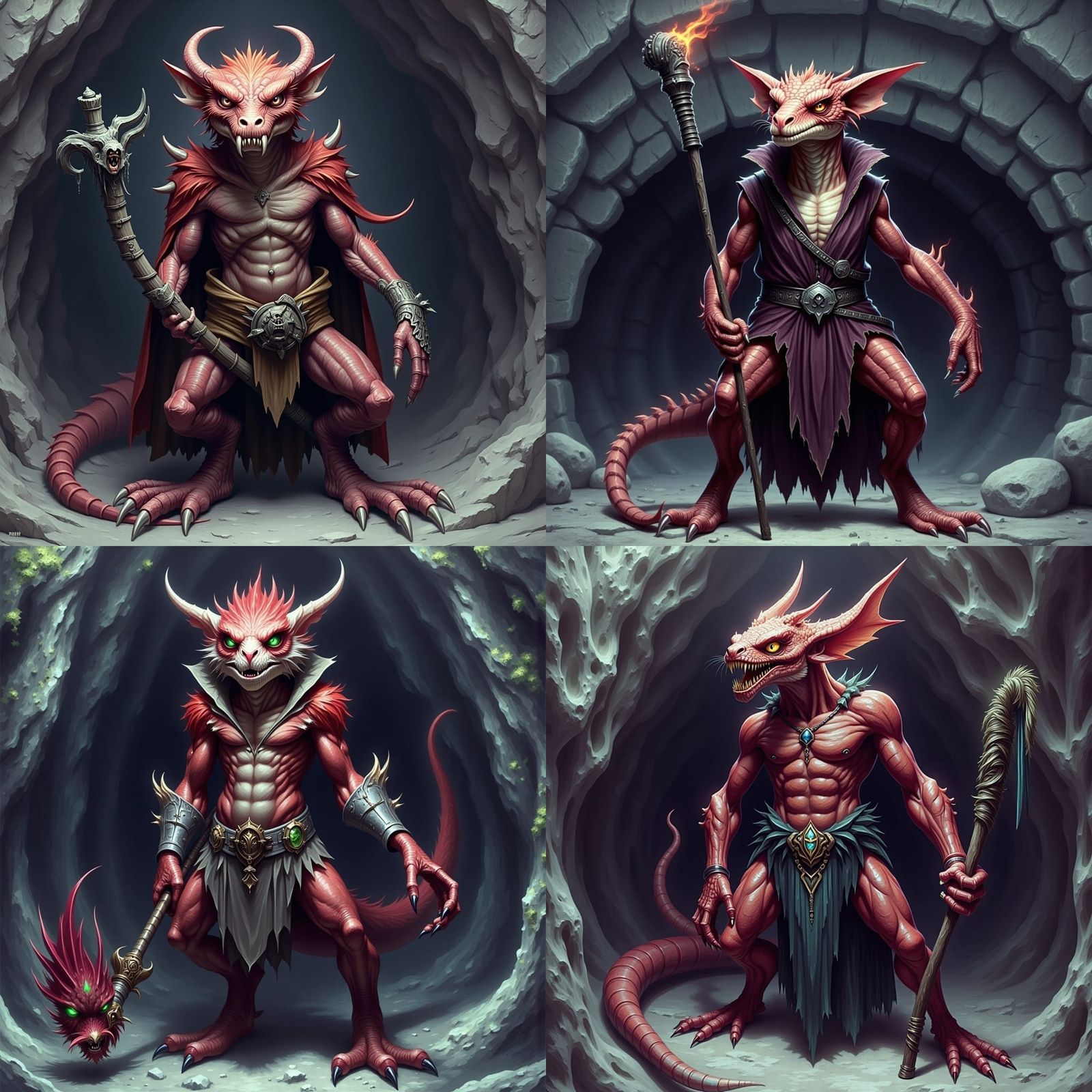 Red Kobold Priest with Dragon Staff Illustration