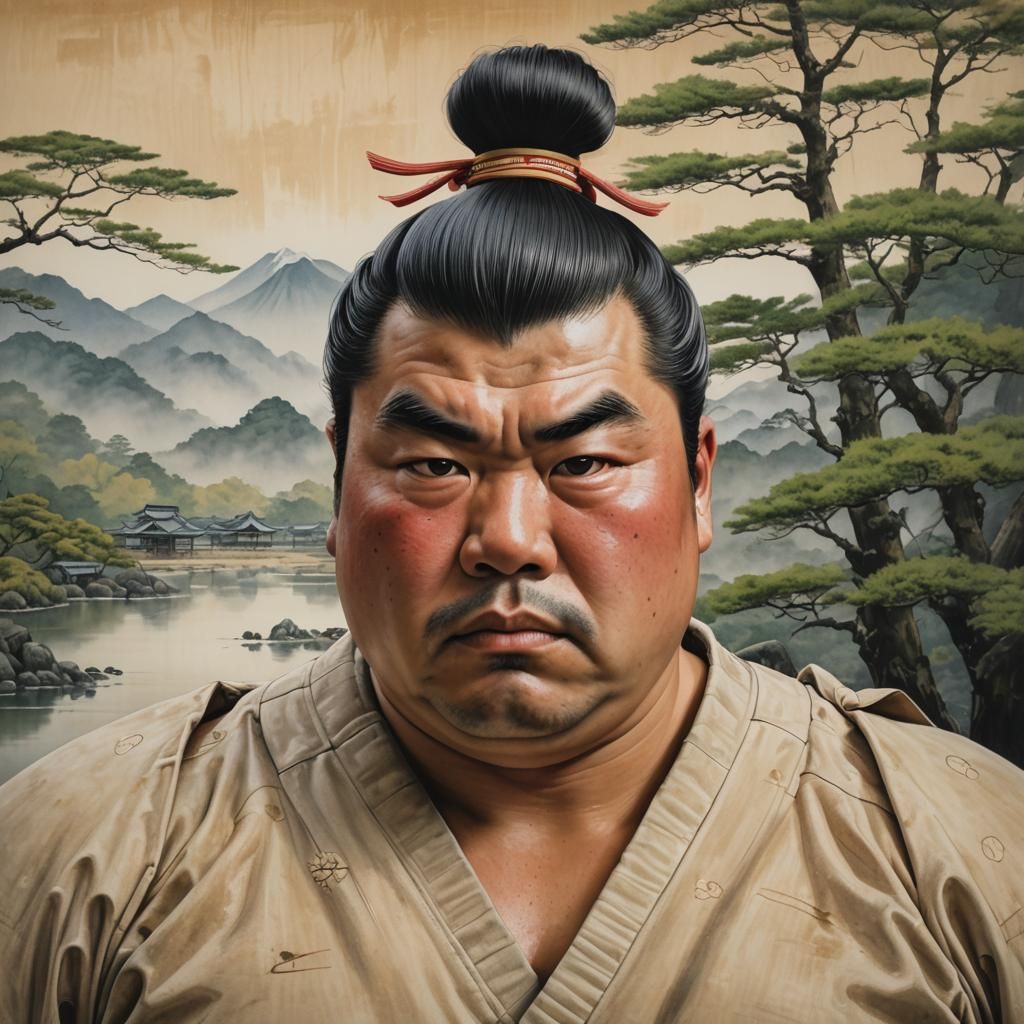Edmond Honda: Realistic Portrait in Ukiyo-e Style