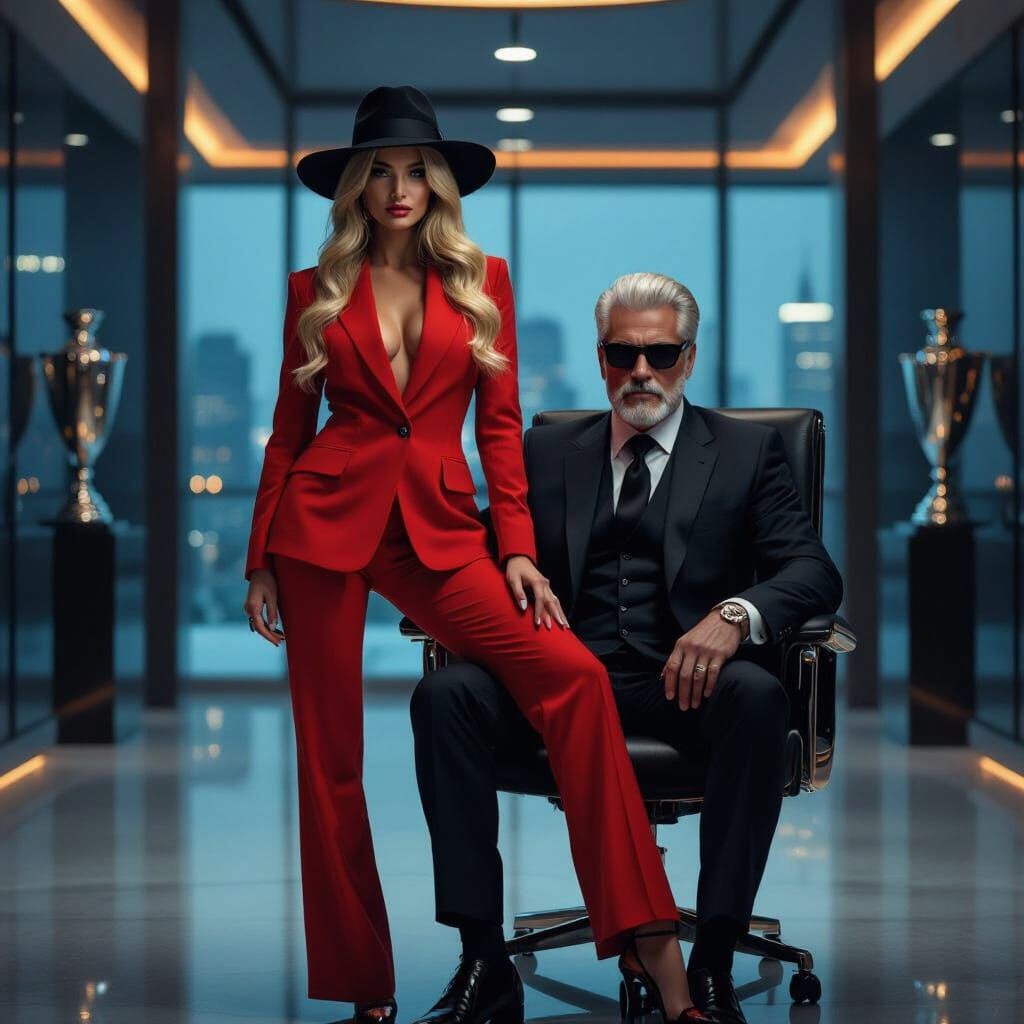 Glamorous Model & Dominant Man in Luxury Office