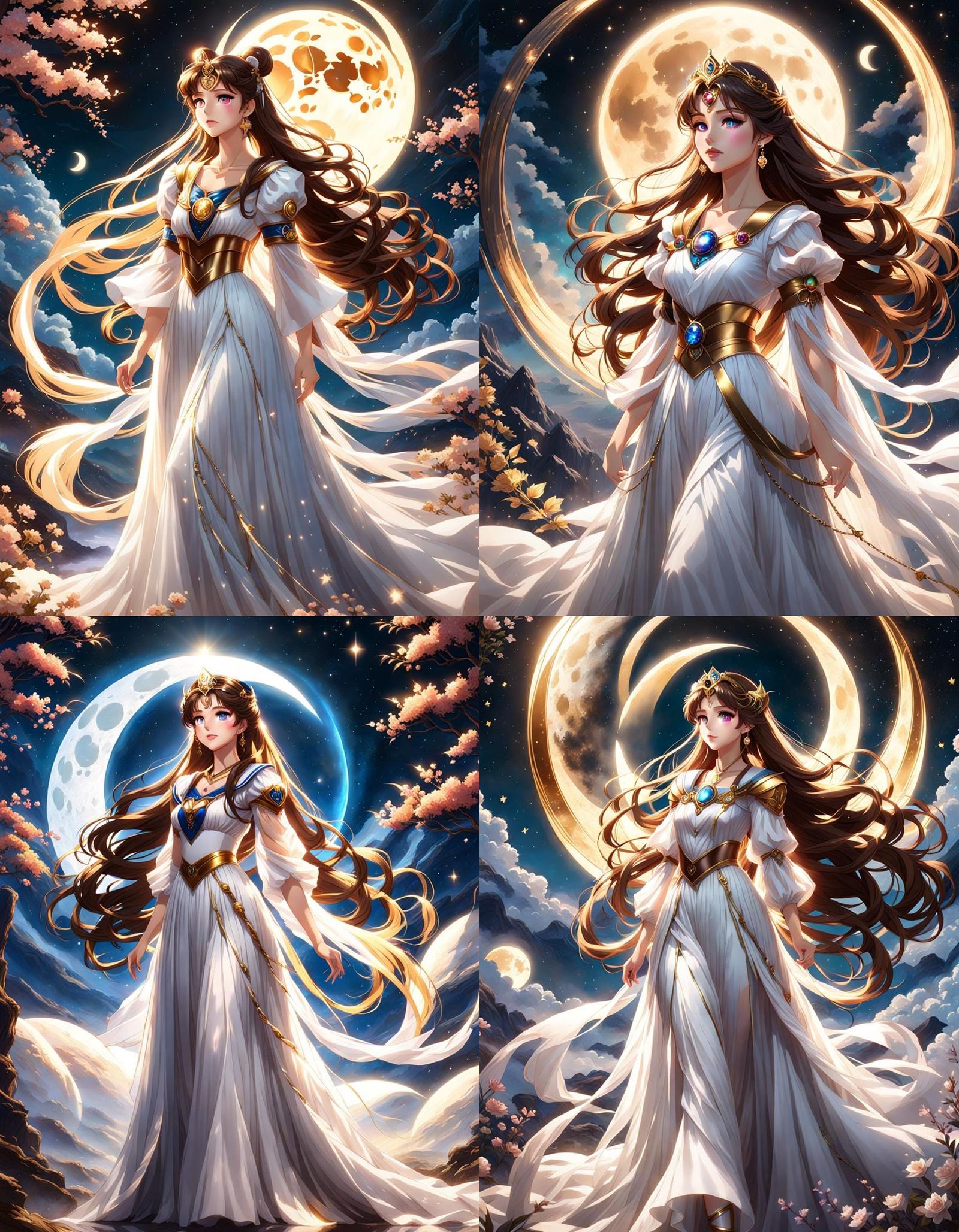 Beautiful Moon Princess in Anime Fantasy Style