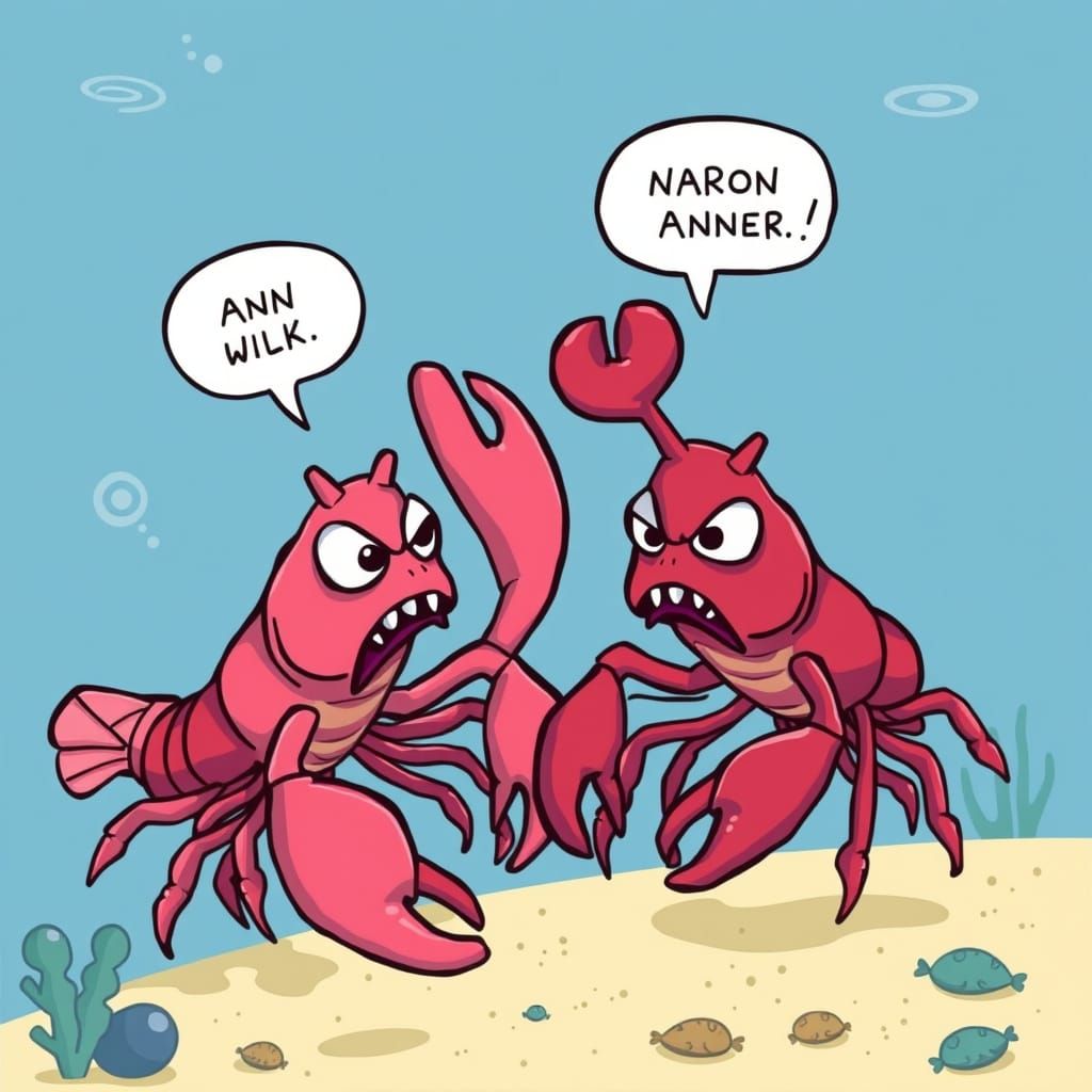 Colorful Cartoon Crayfish Clash in the Ocean