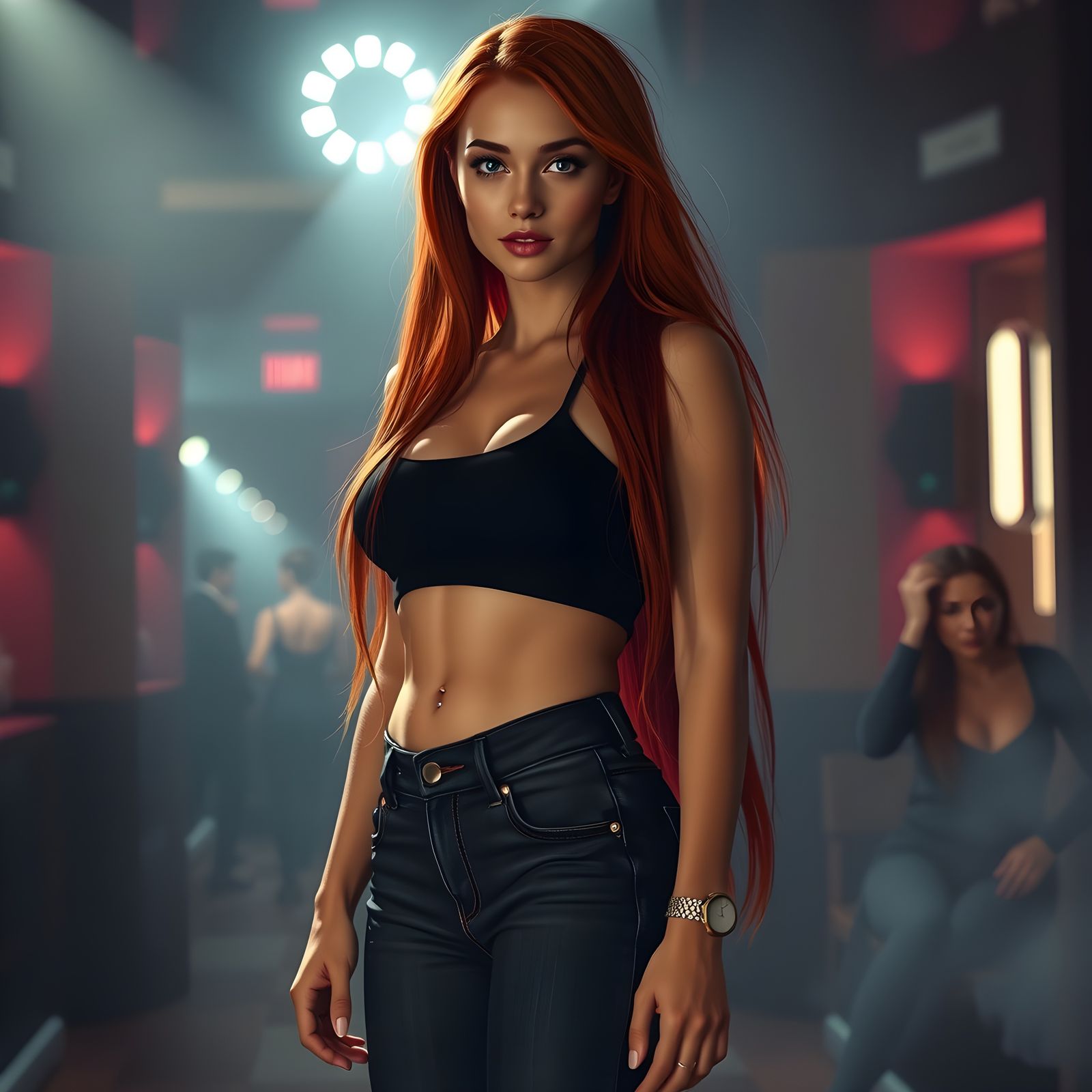 Redhead in Nightclub: Hyper-Detailed 8K Portrait