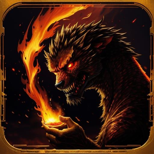 Vibrant Red Fire Burns in Digital Art Style