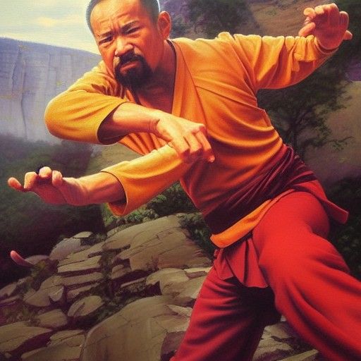 Kung Fu Master in Oil Painting Style