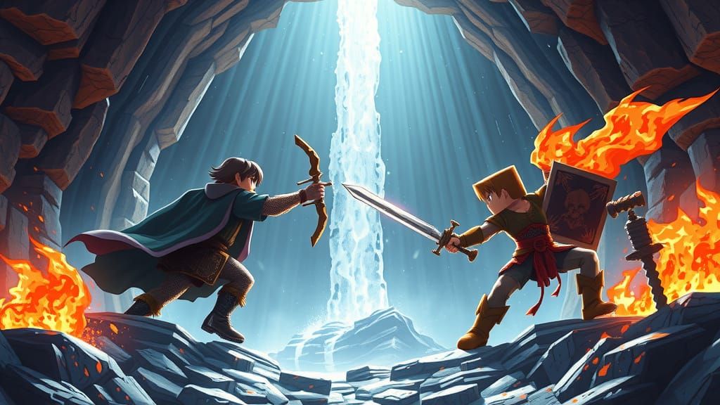 Epic Showdown in Majestic Waterfall Cave: Terraria's Hero vs...