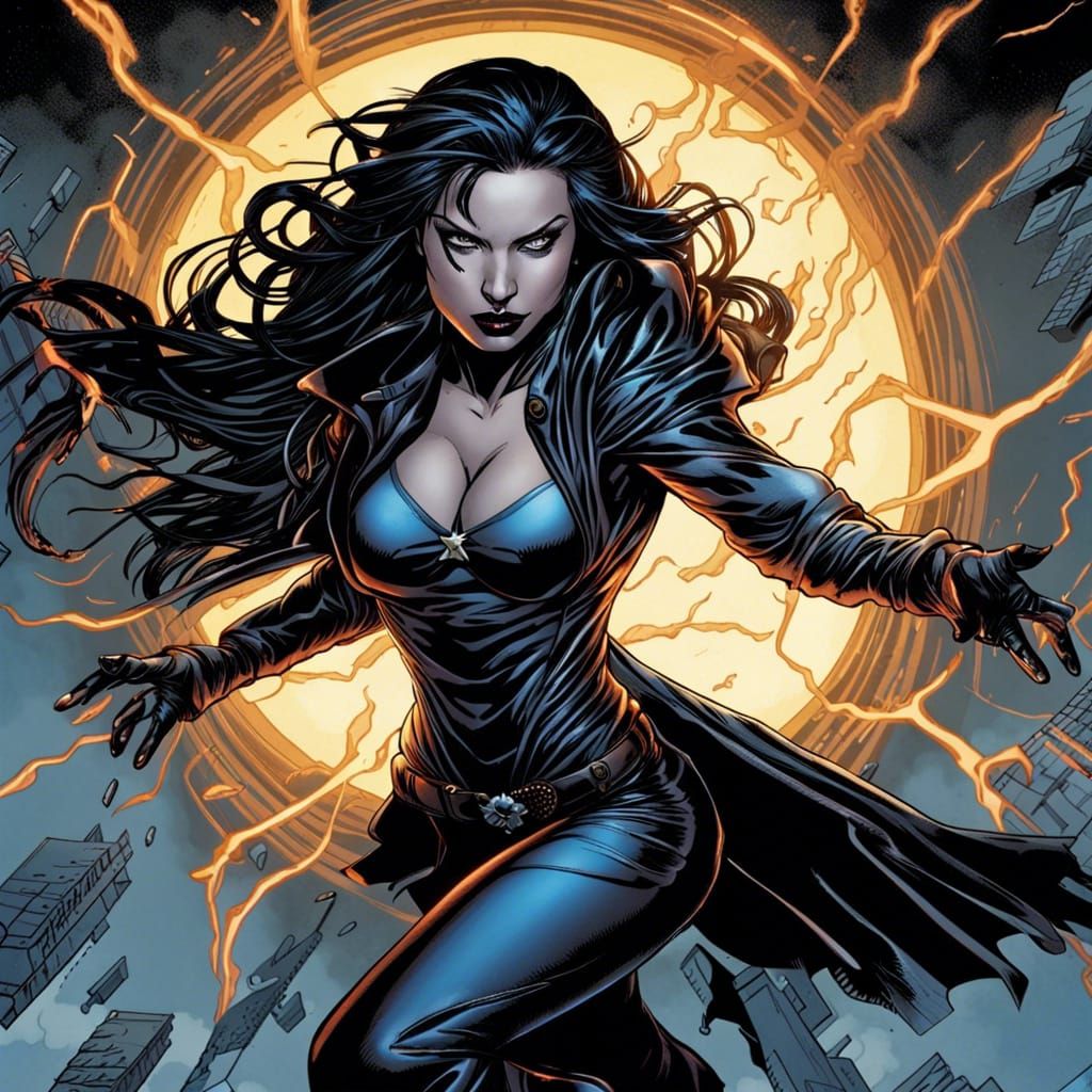 Gothic Telekinetic Superheroine in Comic Book Art
