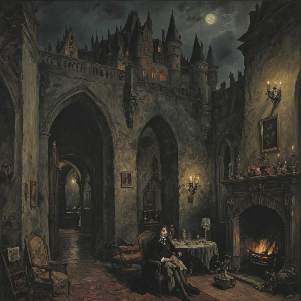 Vampire Castle: A Gothic Evening Scene