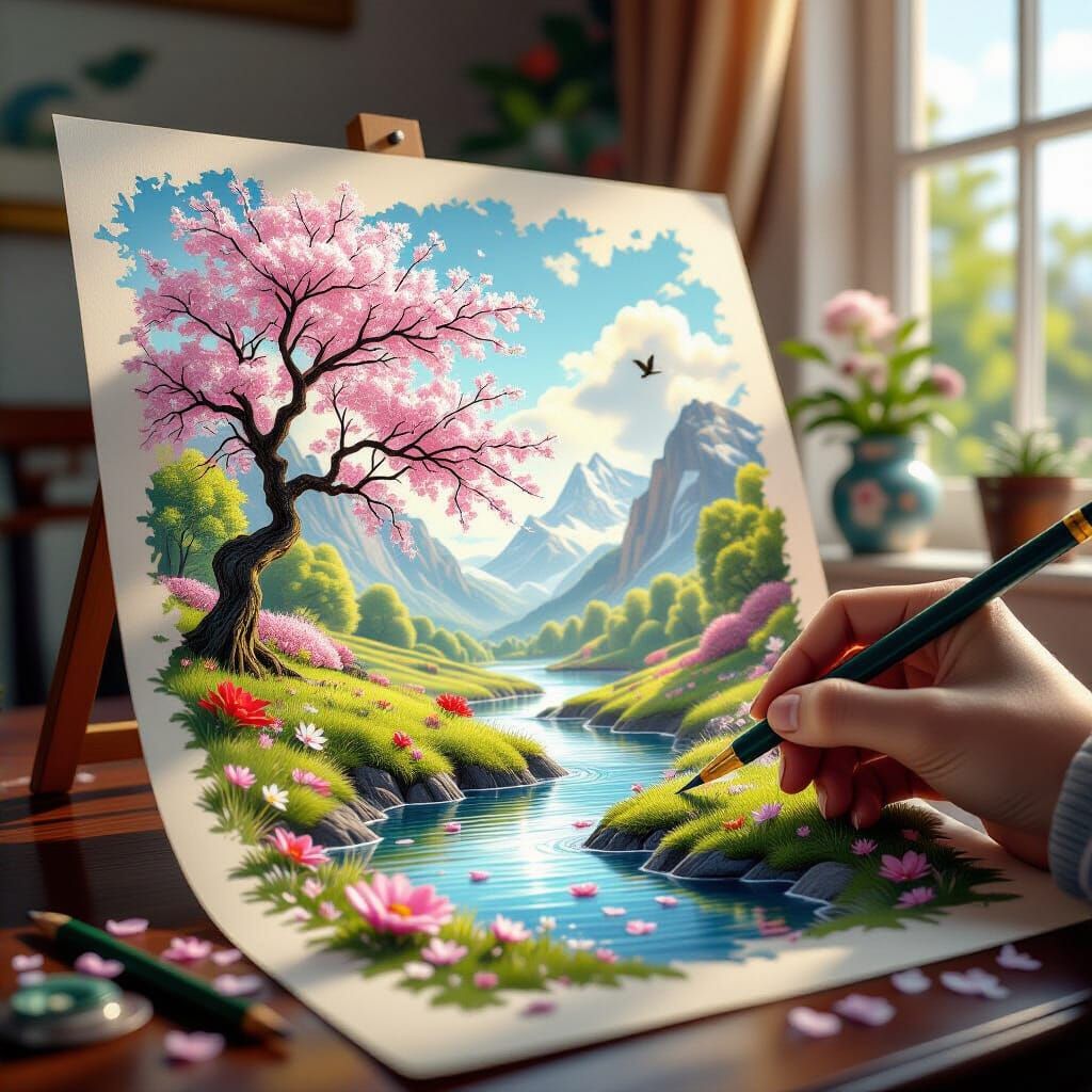 Spring Landscape Blossoms into 3D Masterpiece