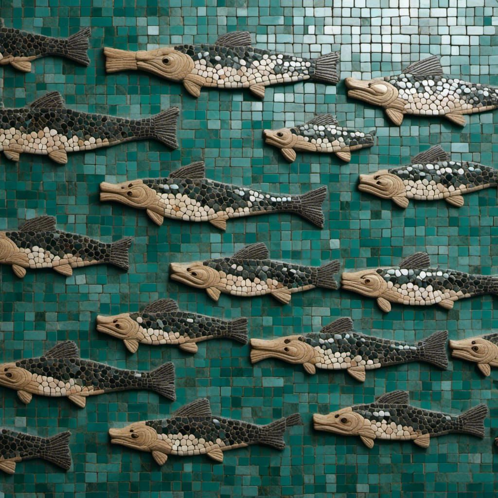 Alligator Gar in Polished Mosaic Style