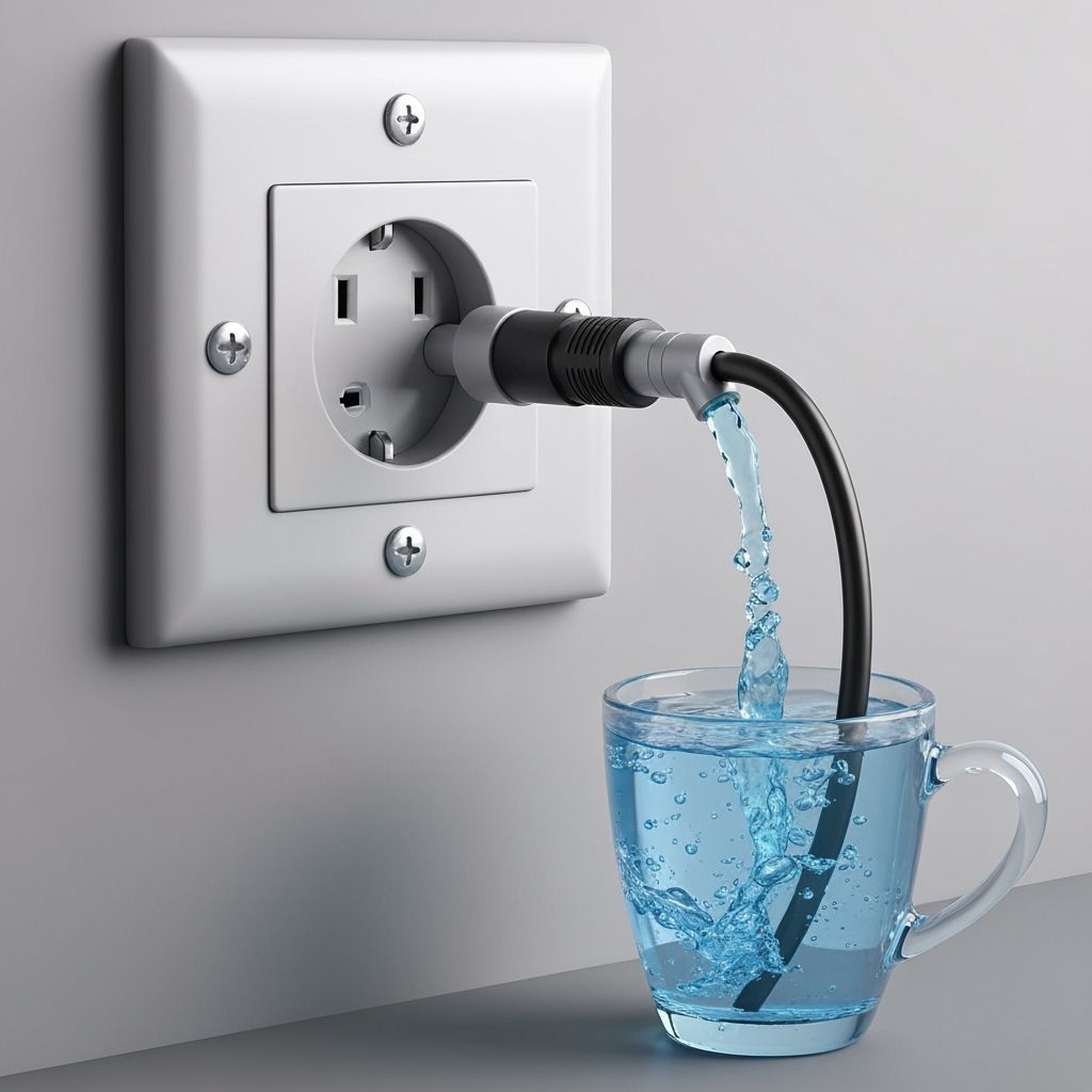 Electrical Outlet Dispensing Water Into Cup