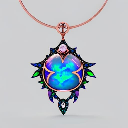 Ethereal gothic rose gold necklace with purple opal pendant ...