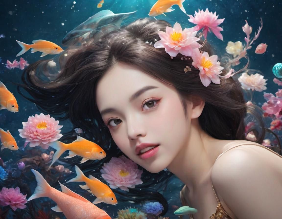 Merman and Mermaid in Neptune's Coral Gardens