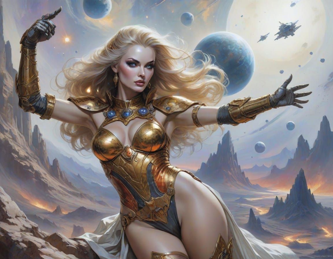 Baroque Space Fantasy Portrait with Celestial Hues