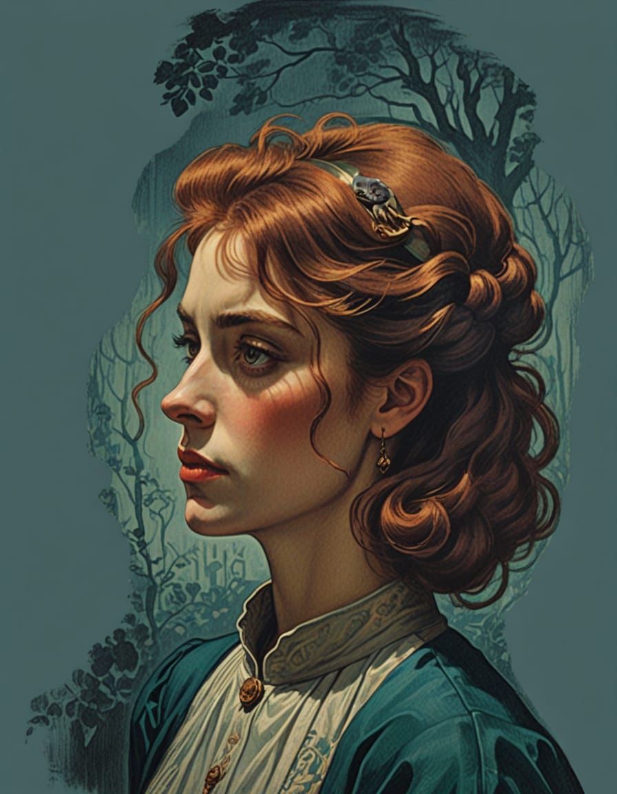 Man Offers Woman a Golden Squirrel in a Dark Academic Settin...