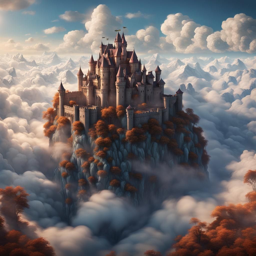 Fantastical Castle in the Sky Digital Painting