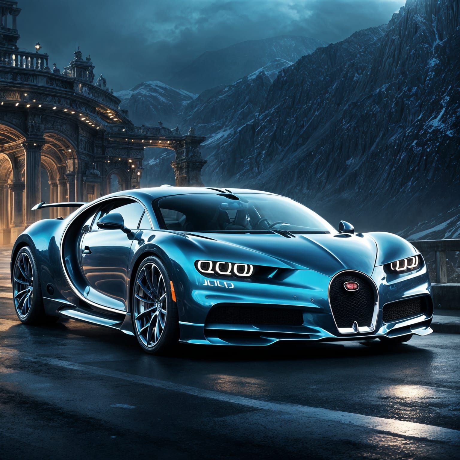 Bugatti Chiron in Digital Matte Painting Style