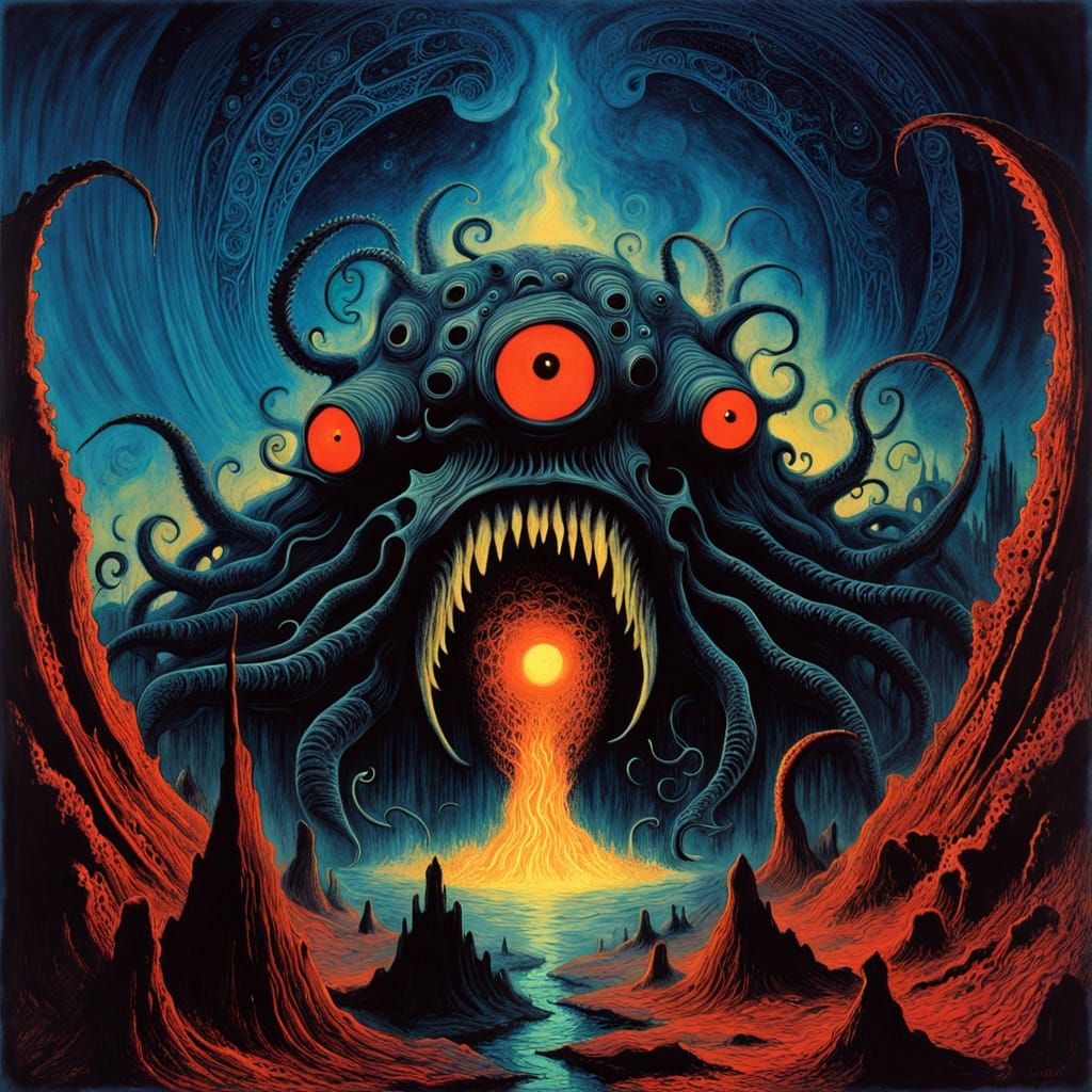 Eldritch Horror Eats Star in Giger Style