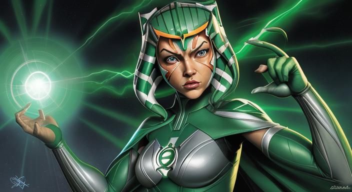 Ahsoka as Green Lantern in Comic Book Art