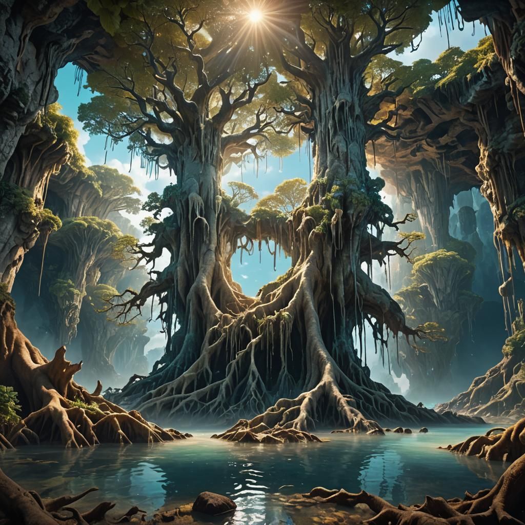 Spectacular Underground Ocean Separated by Tree Roots