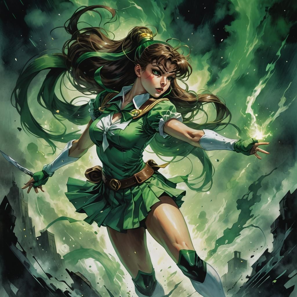 Sailor Jupiter Comic Book Cover in Hellspawn Style