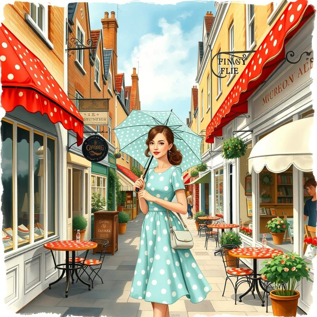 Polka Dot Paradise: A Retro English Scene